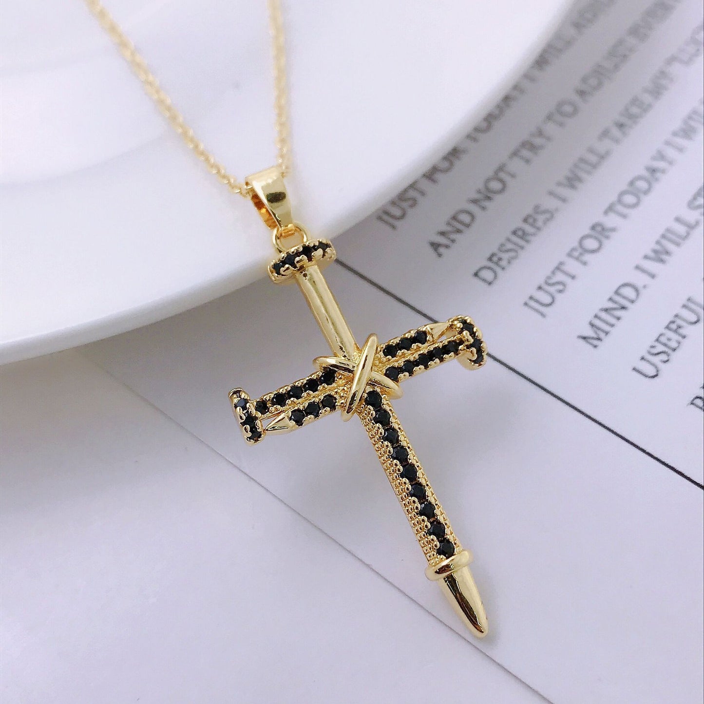 14K Goldkette mit Kreuz