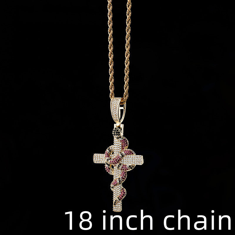 Vintage Snake Cross Necklace