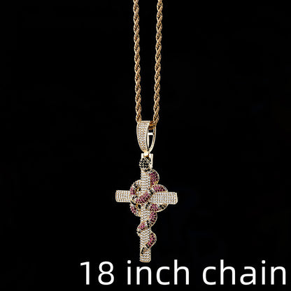 Vintage Snake Cross Necklace