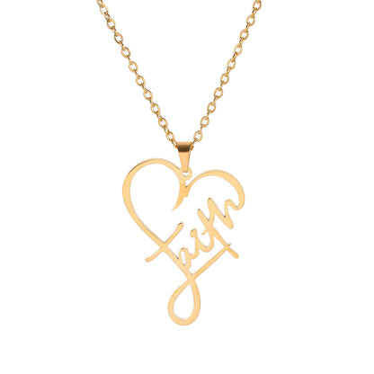 Faith Peach Heart Necklace