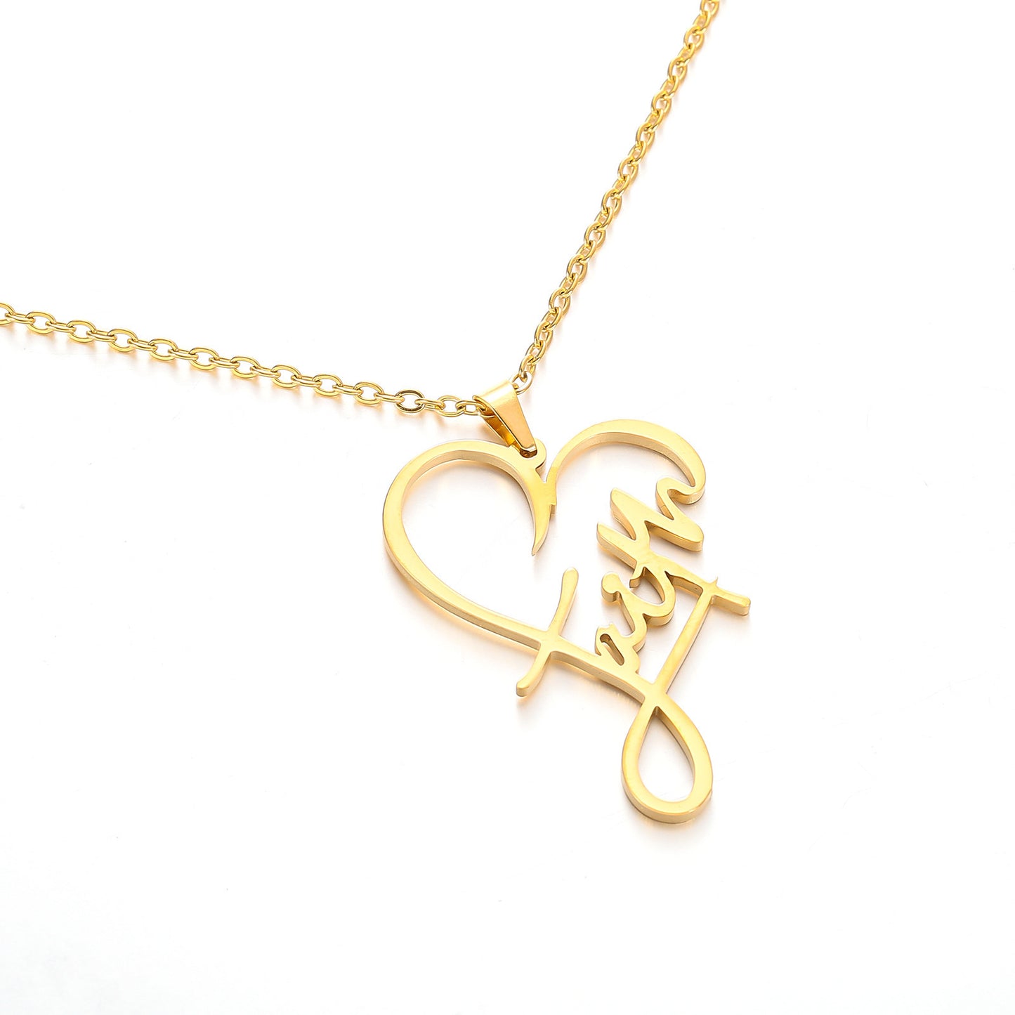 Faith Peach Heart Necklace