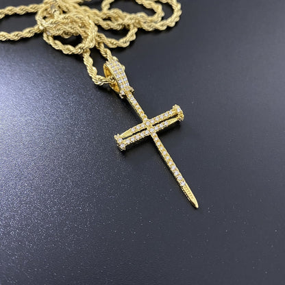 Zircon Nail Cross Necklace Jewelry Necklace