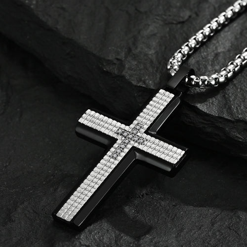 Plaid Cross Pendant Necklace