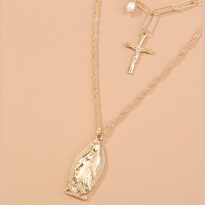 Religious Cross Multilayer Necklace