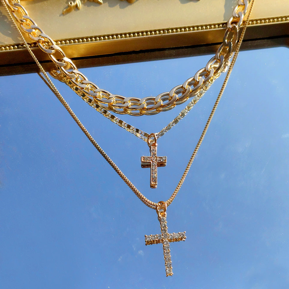 Diamond Cross Cuban Chain Necklace