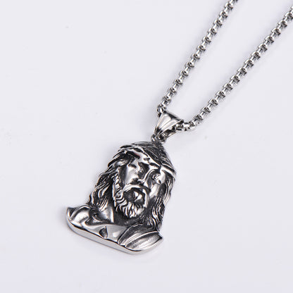 Titanium Jesus Pendant Necklace