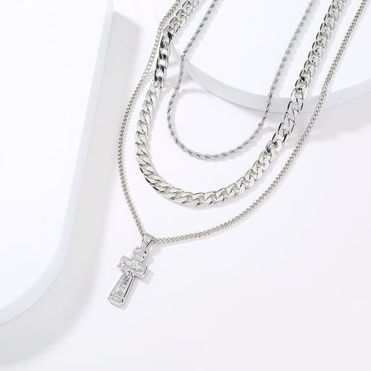 Jesus Cross Multi layer Necklace