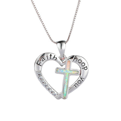 Heart Religion Cross Necklace