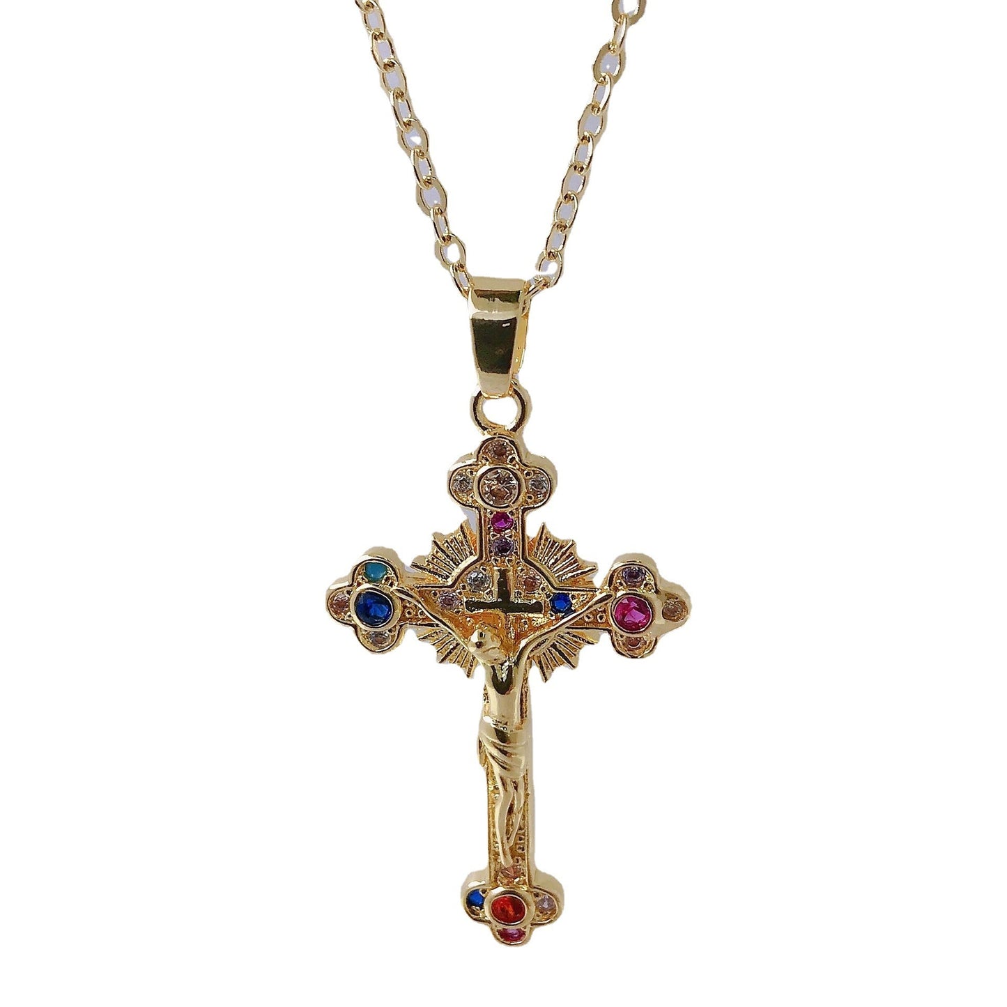 Personality Niche Hip Hop Jesus Cross  Pendant Necklace