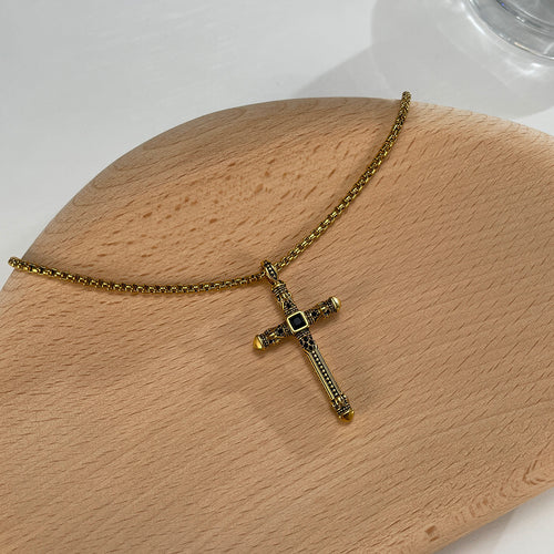 Vintage Cross Titanium Pendant Necklace