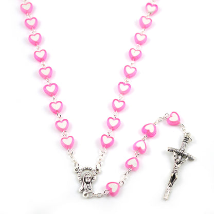 Multicolor Heart Shaped Cross Necklace