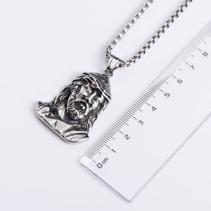 Titanium Jesus Pendant Necklace