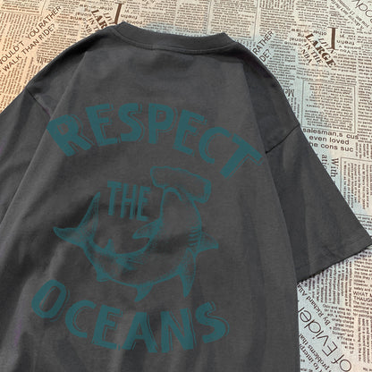 Respect The Oceans Print Men T Shirts