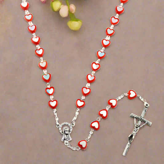 Multicolor Heart Shaped Cross Necklace