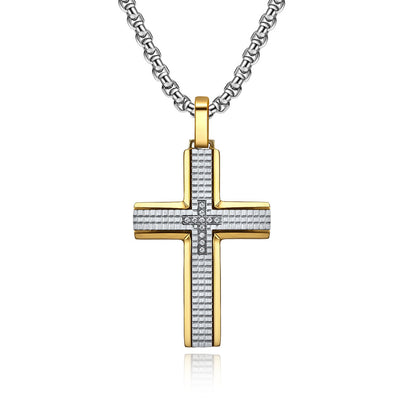 Plaid Cross Pendant Necklace