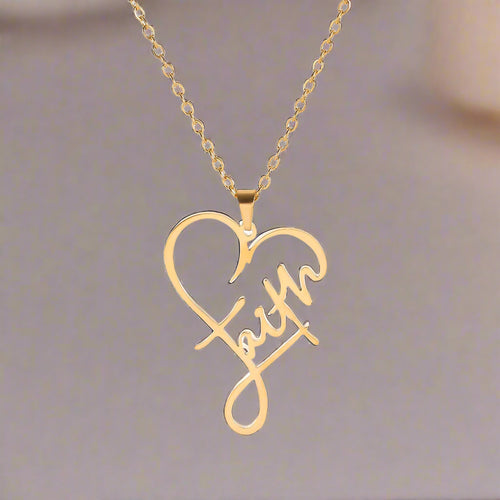 Faith Peach Heart Necklace