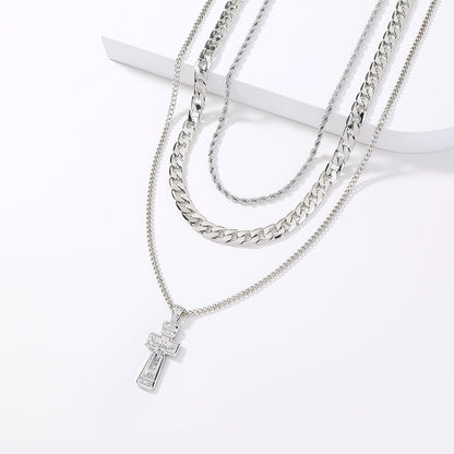 Cuban Chain Punk Style Jesus Cross Necklace