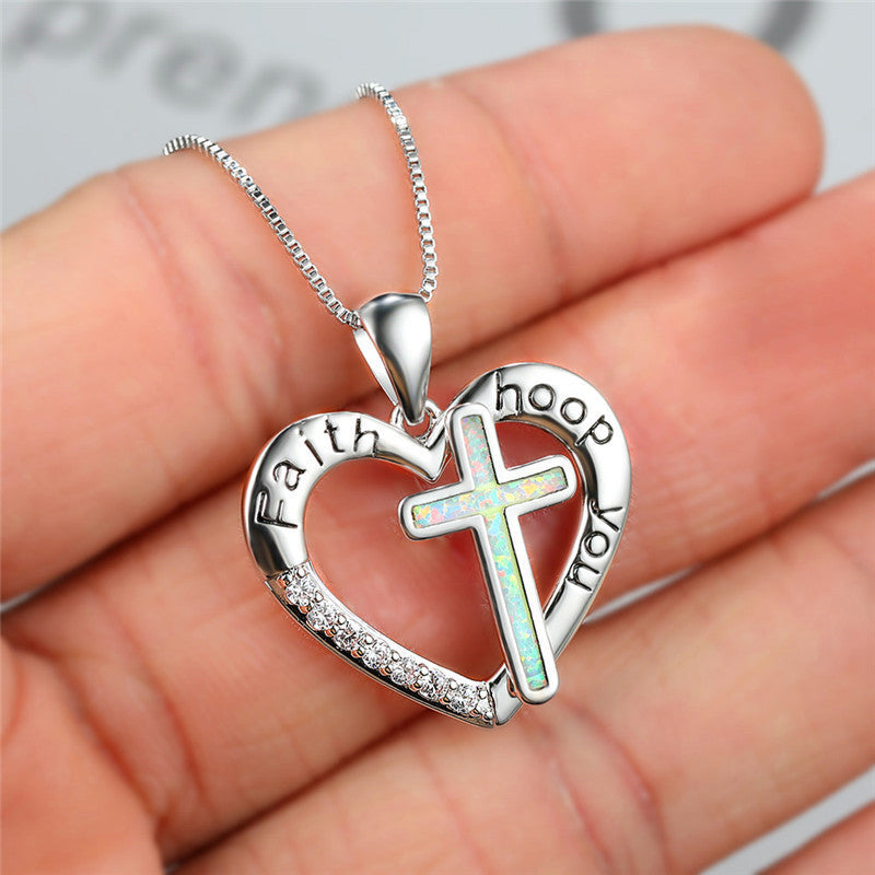 Heart Religion Cross Necklace