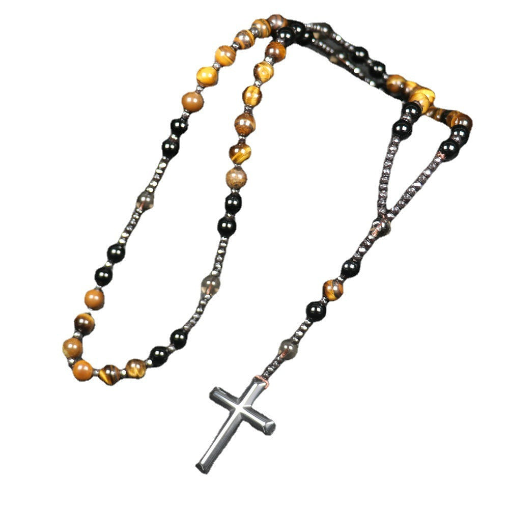 Natural Stone Cross Necklace