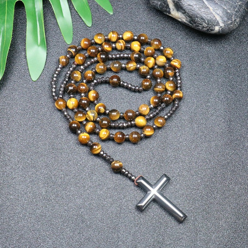 Natural Stone Cross Necklace