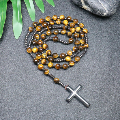 Natural Stone Cross Necklace