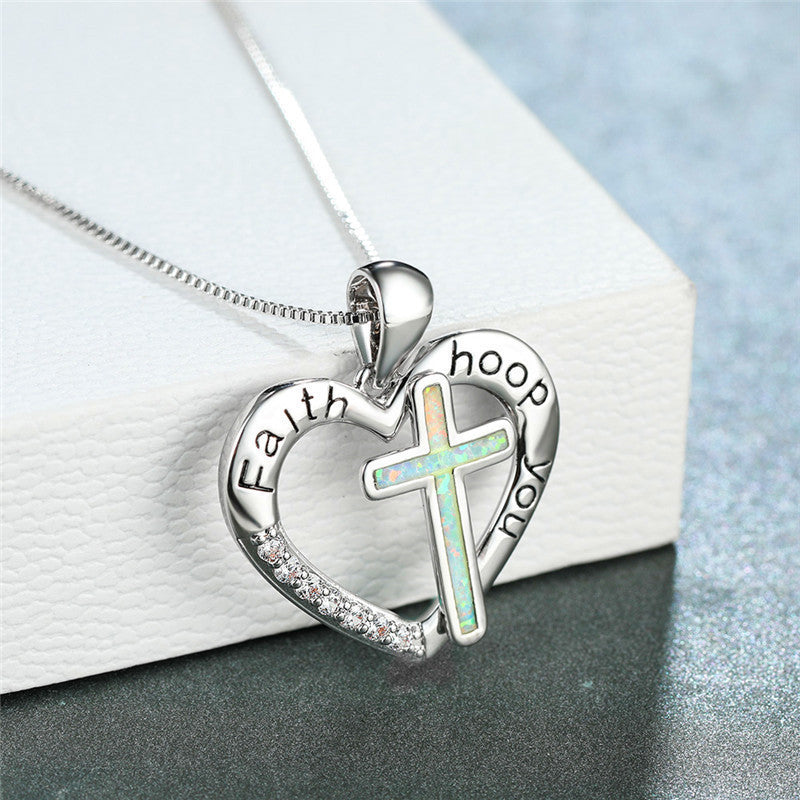 Heart Religion Cross Necklace