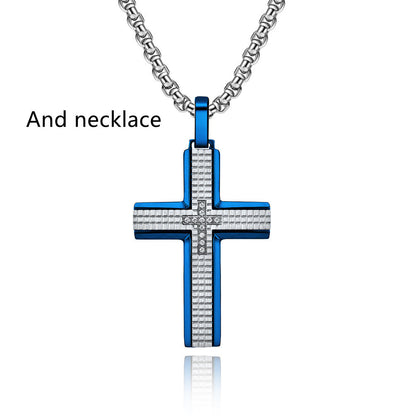 Plaid Cross Pendant Necklace