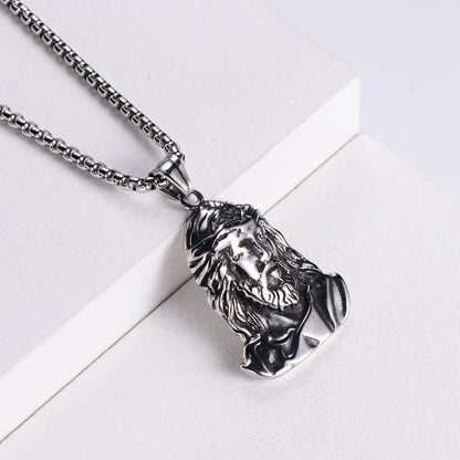 Titanium Jesus Pendant Necklace