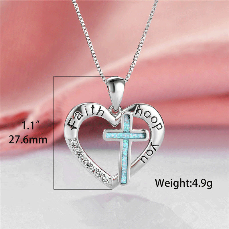 Heart Religion Cross Necklace