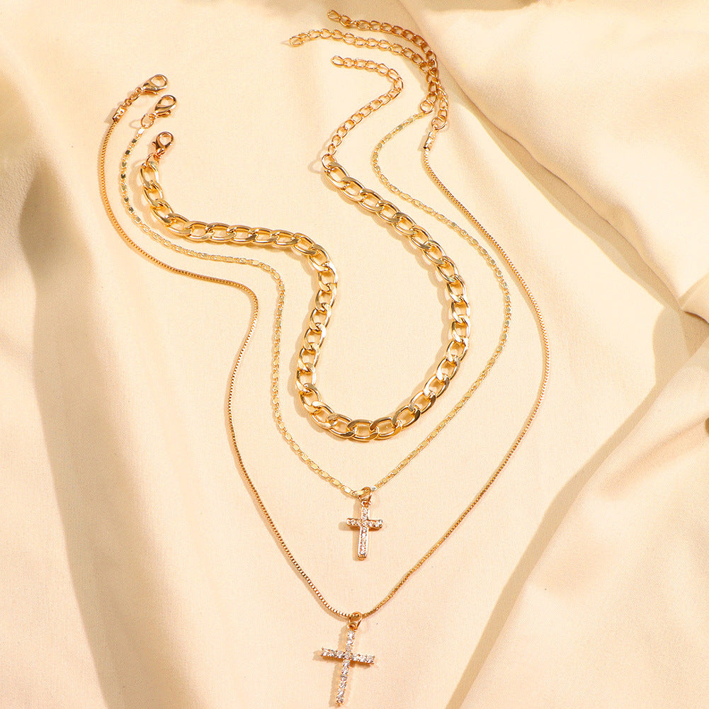 Diamond Cross Cuban Chain Necklace