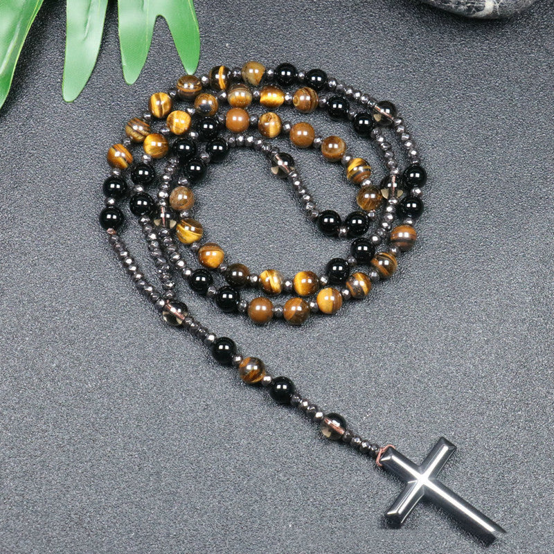 Natural Stone Cross Necklace